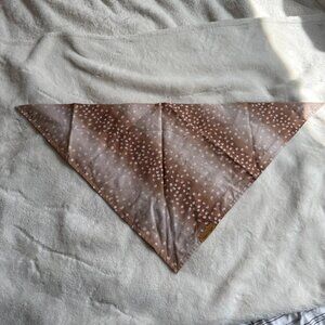 NWT Skippy & Pepper Deer Fawn Print Dog Bandana, Brown, Tan, + White, Size Large